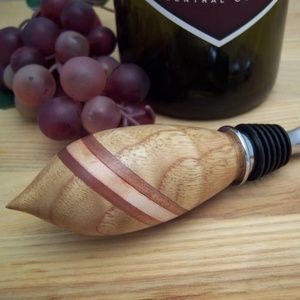 Wine Stopper - Natural Wood with Chrome Metal